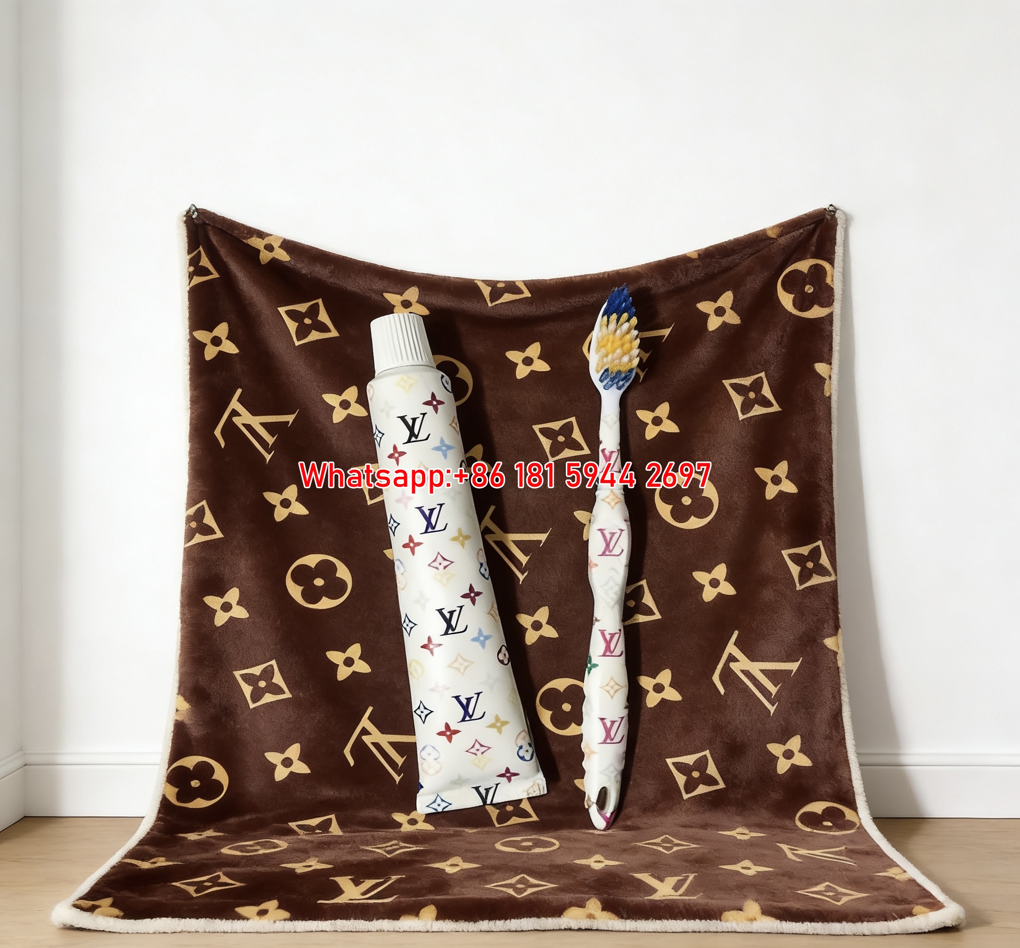 LV Toothbrush & Paste Blanket Luxury LV Dental Set Throw IMG_3633